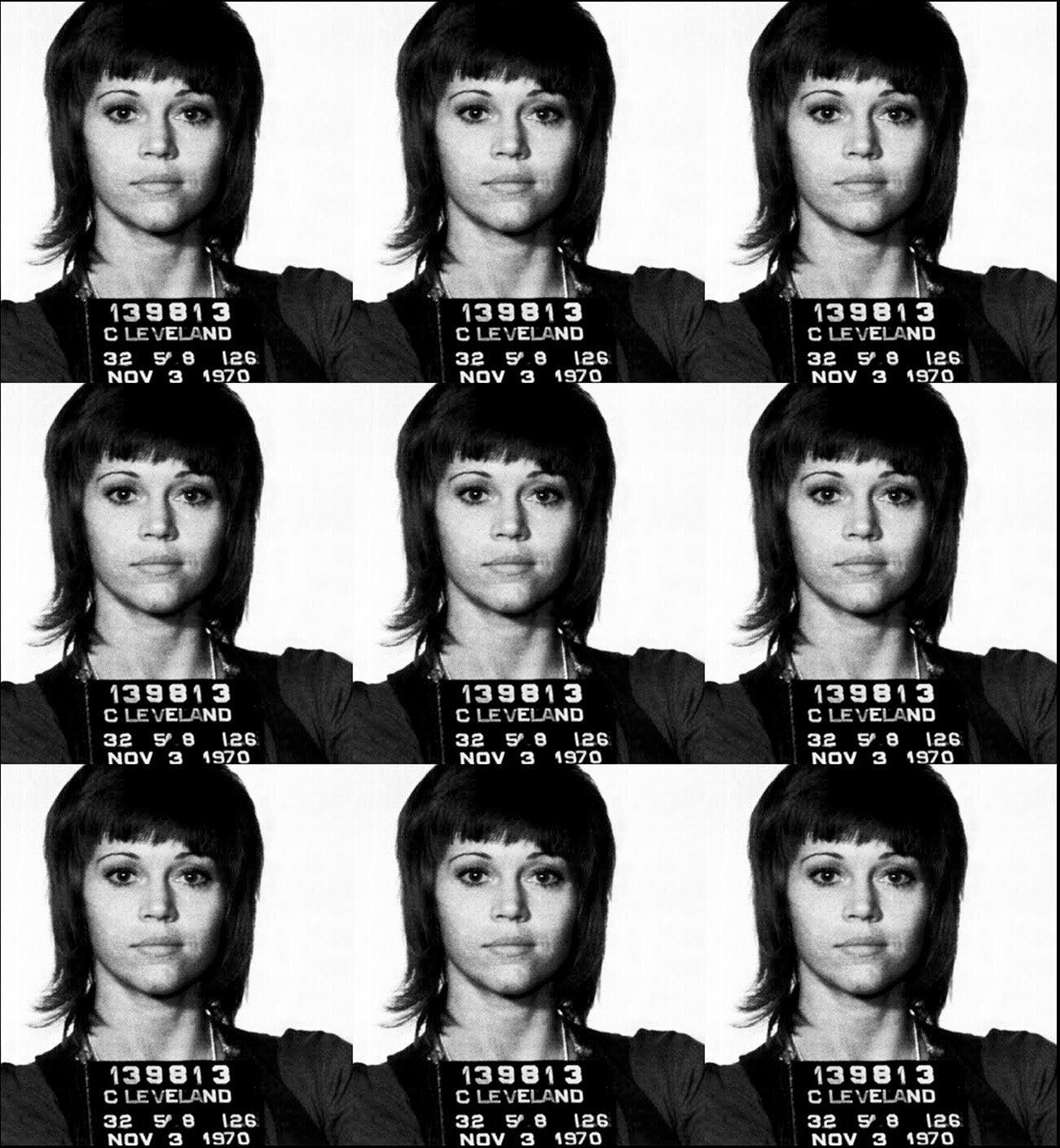 "Jane Fonda Mugshot" Print 39 x 36 inch Edition of 75 by Gerard Marti

Digital print on fine art paper. 
Ships rolled in a tube. 
Signed and numbered by the artist. 

Jane Fonda was arrested in November 1970 for allegedly trying to smuggle a large