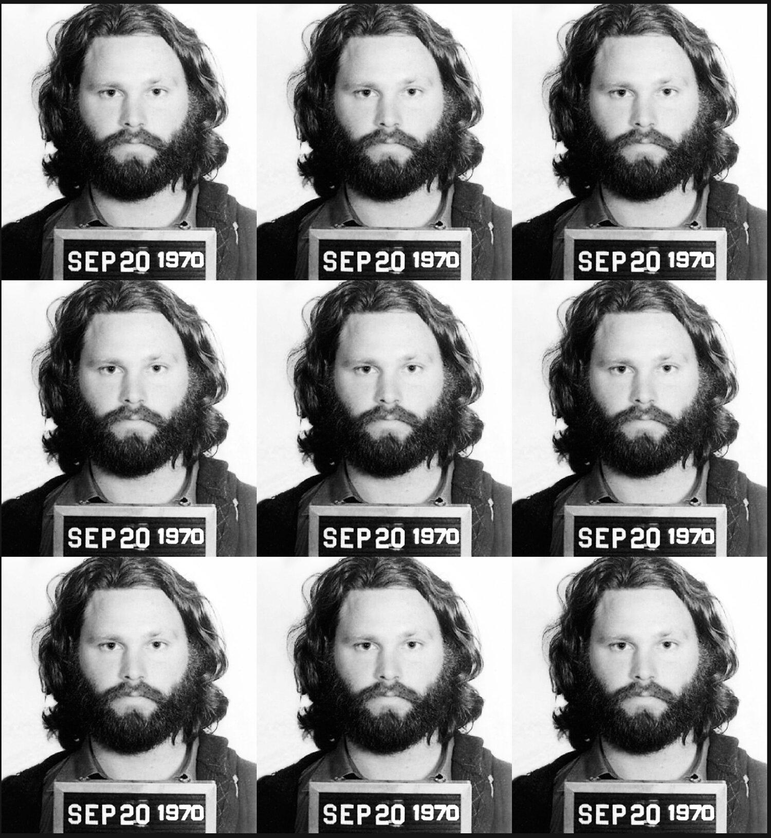 "Jim Morrison Mugshot" Gravure sur toile 39 x 36 pouces Ed. of 75 by Gerard Marti