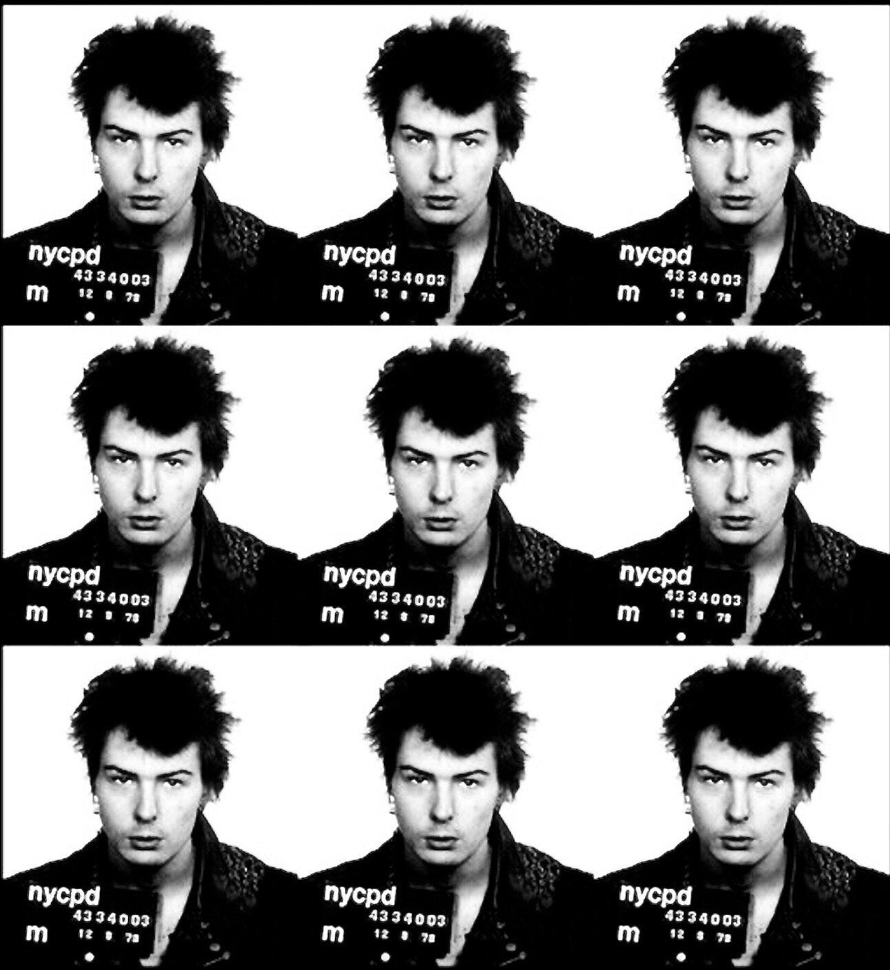 "Sid Vicious Mugshot" Print 39 x 36 inch Edition of 75 by Gerard Marti

Digital print on fine art paper. 
Ships rolled in a tube. 
Signed and numbered by the artist. 

NEW YORK - DECEMBER 8: Bassist Sid Vicious of the rock band "The Sex Pistols"