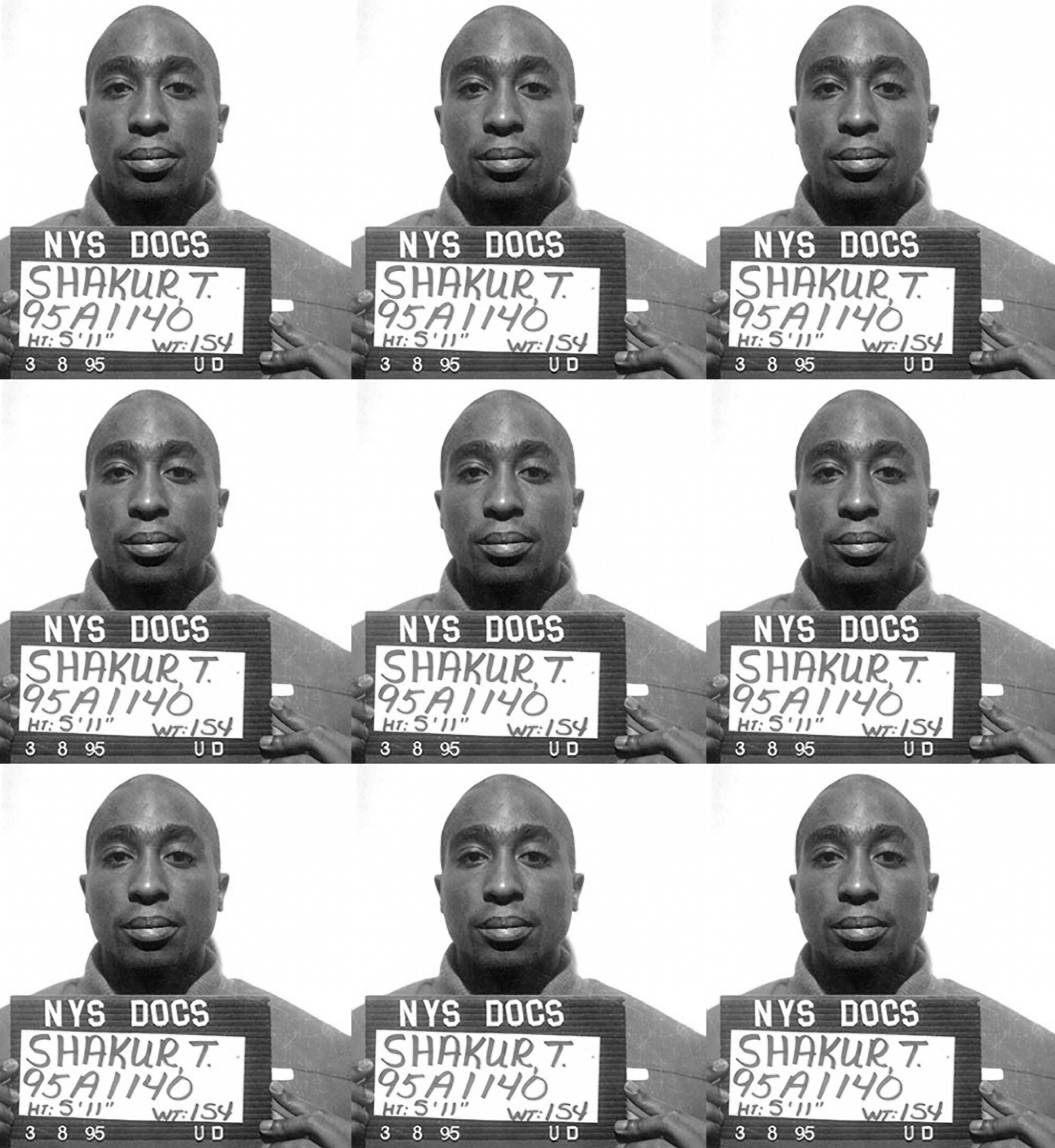 « Tupac Shakur mugshot » Impression sur toile 39 x 36 pouces Ed. of 75 par Gerard Marti