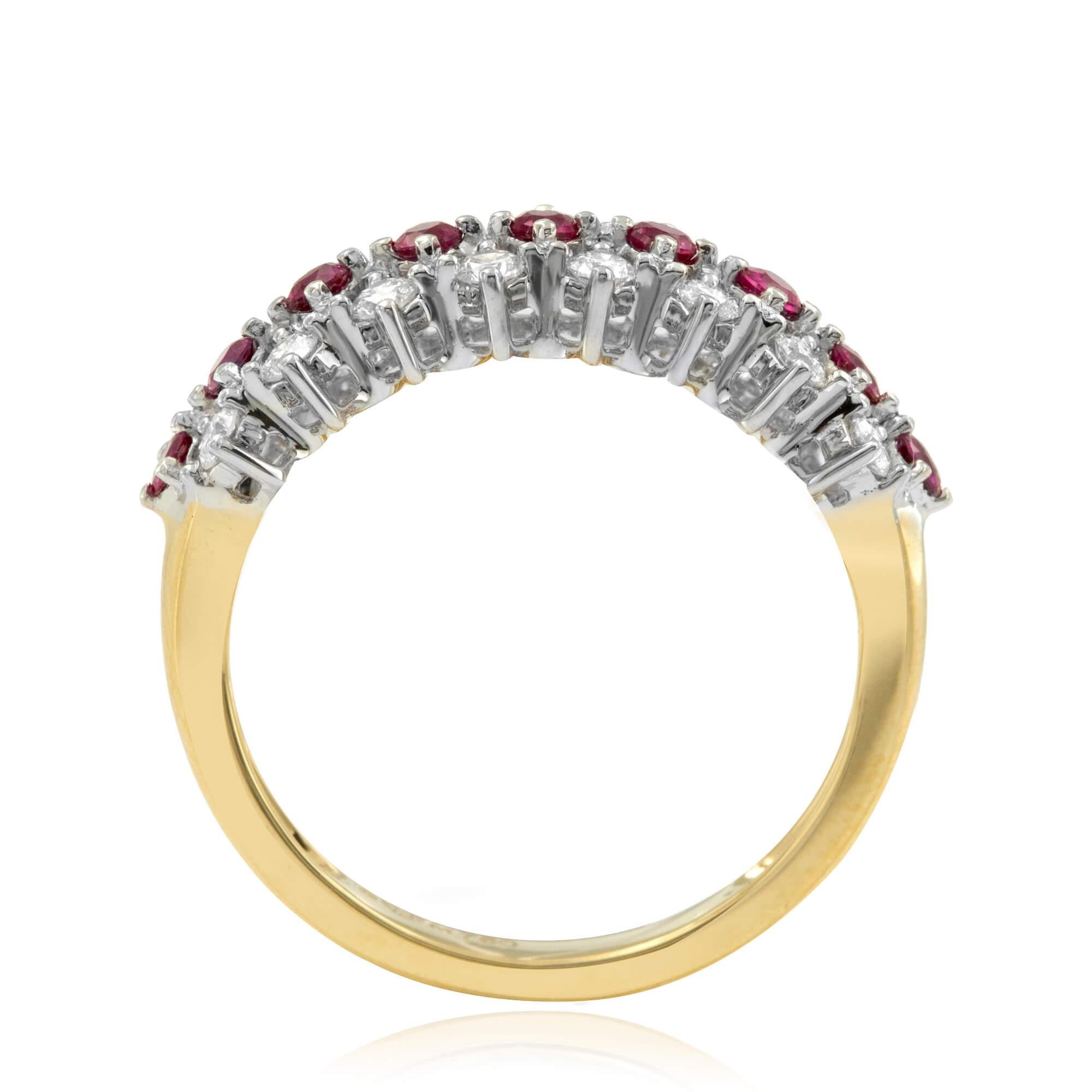 Round Cut Carina Ruby and Diamond Dress Ring in 18 Carat Yellow Gold For Sale