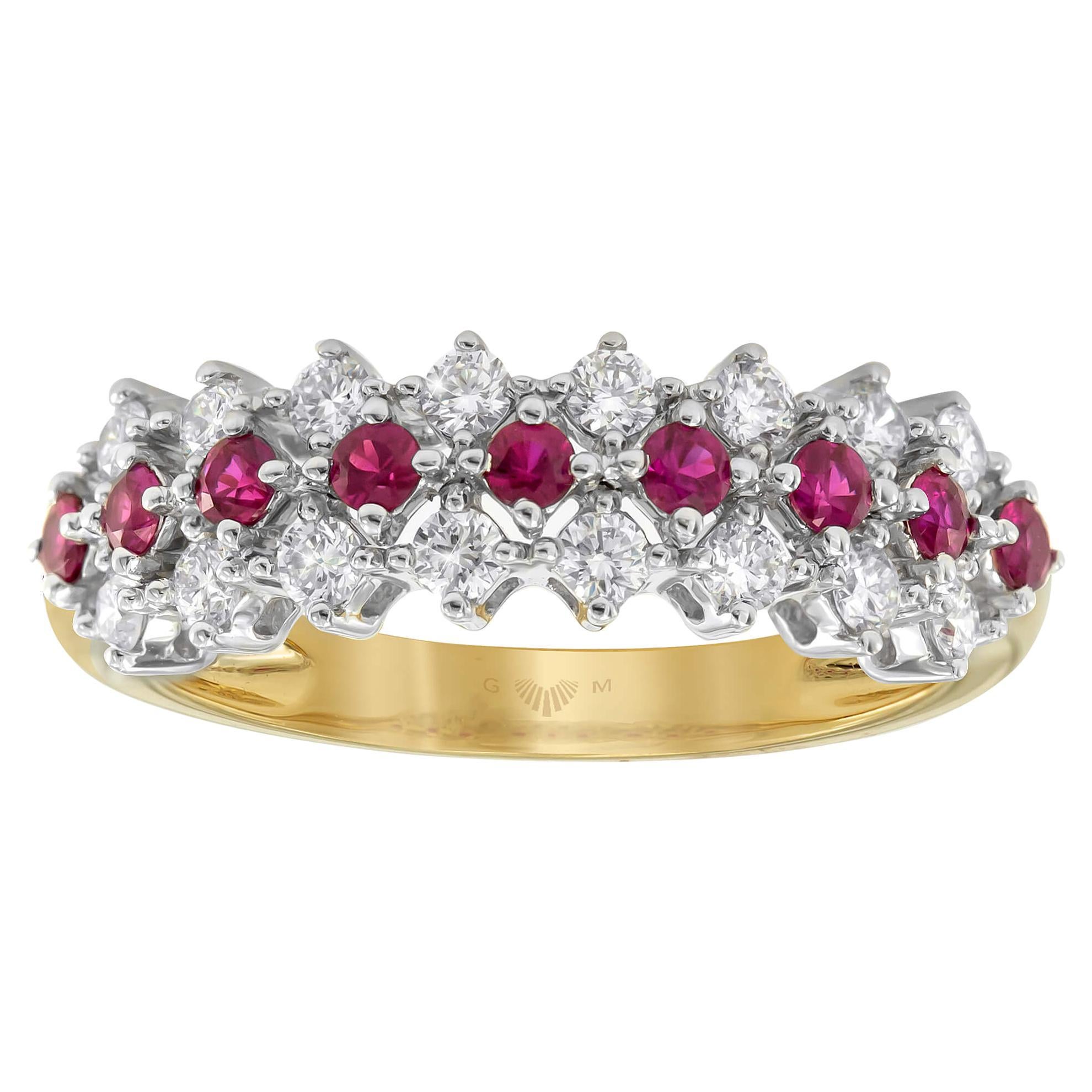 Carina Ruby and Diamond Dress Ring in 18 Carat Yellow Gold For Sale