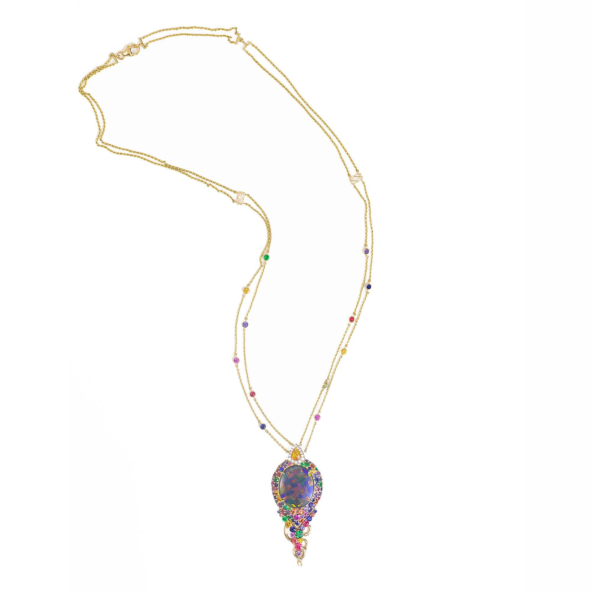 Gerard McCabe Lorikeet Australian Lightning Ridge Pendelleuchte mit schwarzem Opal und Edelstein 1