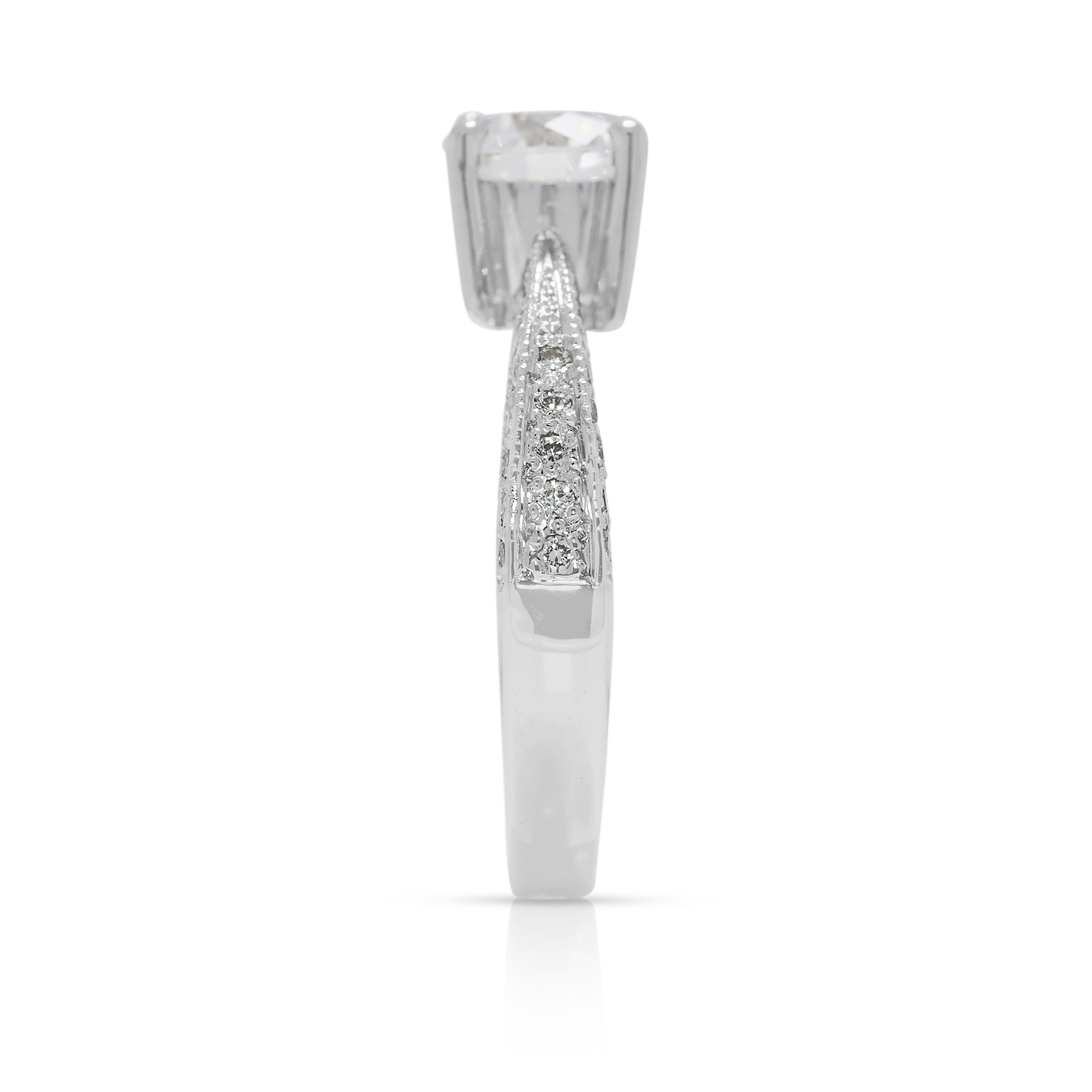 Women's Gerard McCabe Prestigious 1.12ct Pave Natural Diamond Ring in 18K White Gold For Sale