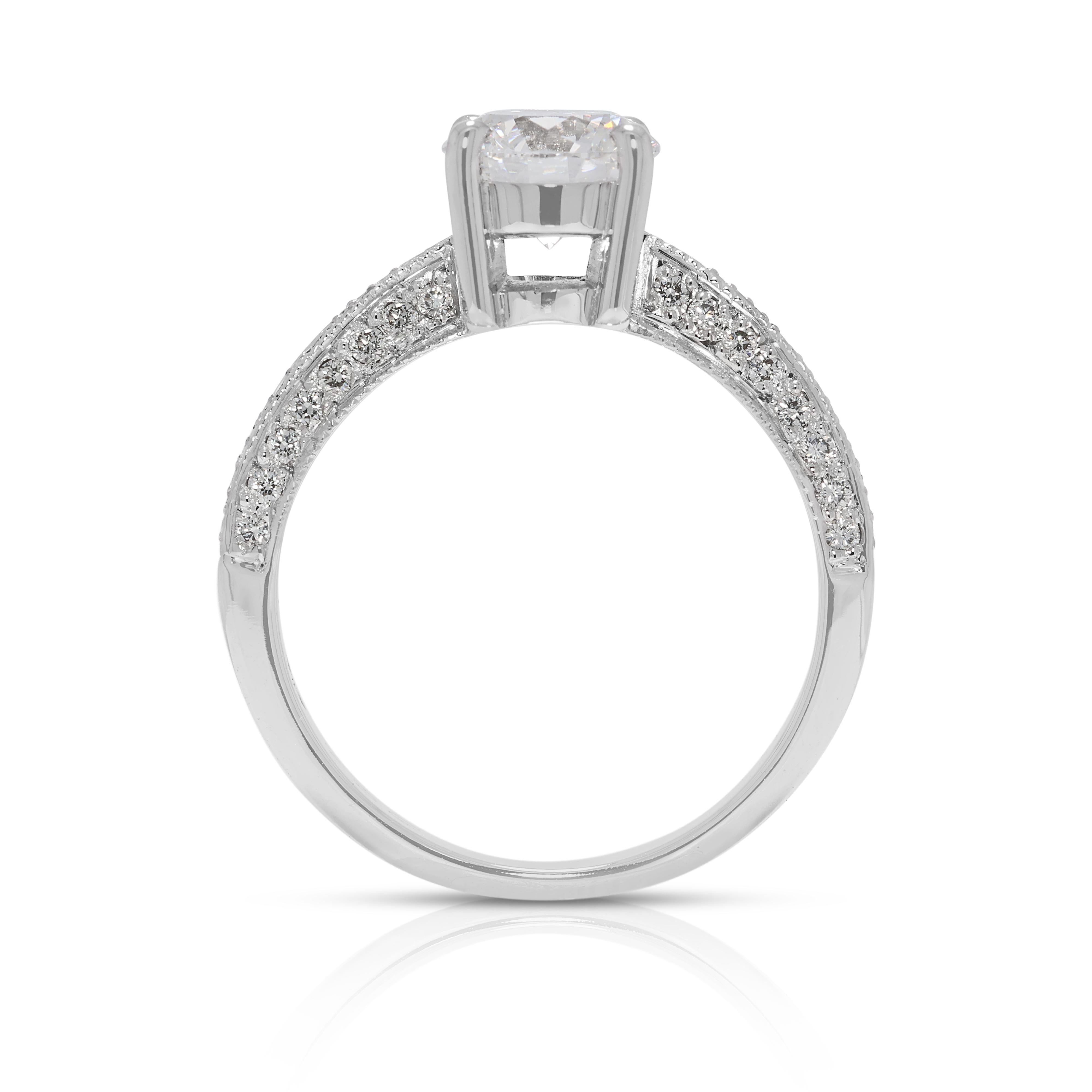 Gerard McCabe Prestigious 1.12ct Pave Natural Diamond Ring in 18K White Gold For Sale 2