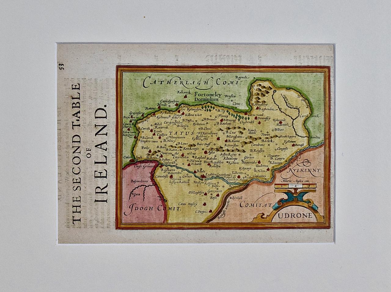 Southeastern Ireland: A 17th Century Hand Colored Map by Mercator and Hondius - Print by Gerard Mercator