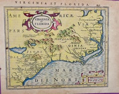 Antique Florida and Virginia: A 17th Century Hand-colored Map by Hondius after Mercator