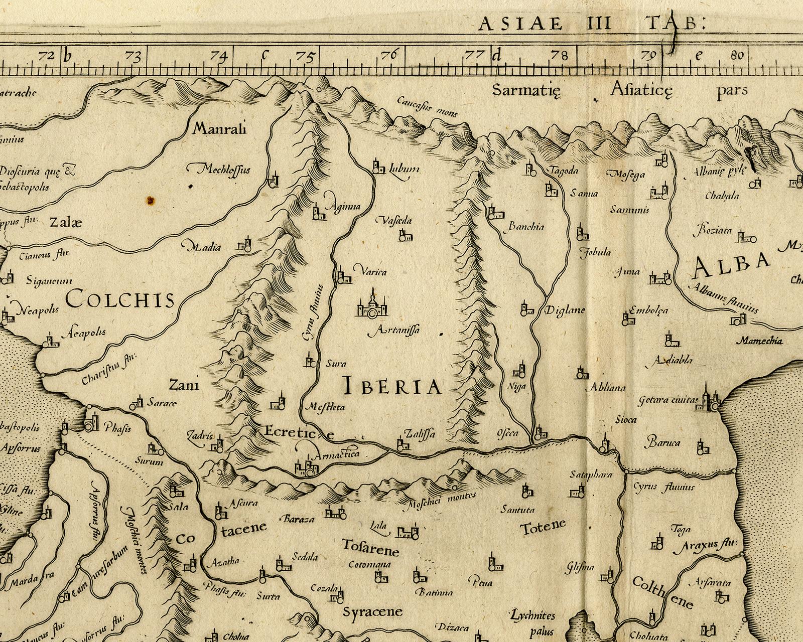 Old map of Georgia, Armenia and Azerbaijan by Mercator - Engraving - 17th c. For Sale 1