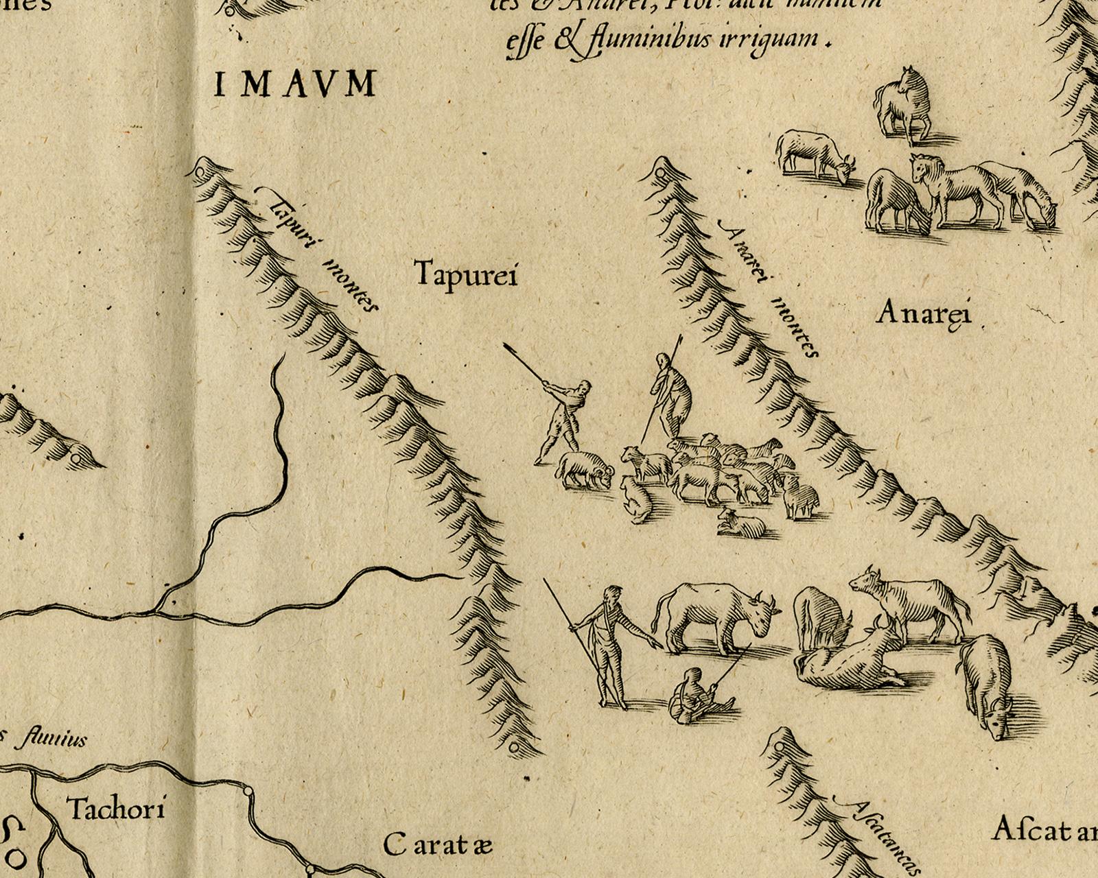 Old map of Himalayas, N. India and Afghanistan by Mercator - Engraving - 17th c. - Old Masters Print by Gerard Mercator