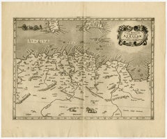 Ptolemaic map of ancient Tunesia, Malta, Lybia by Mercator - Engraving - 17th c.