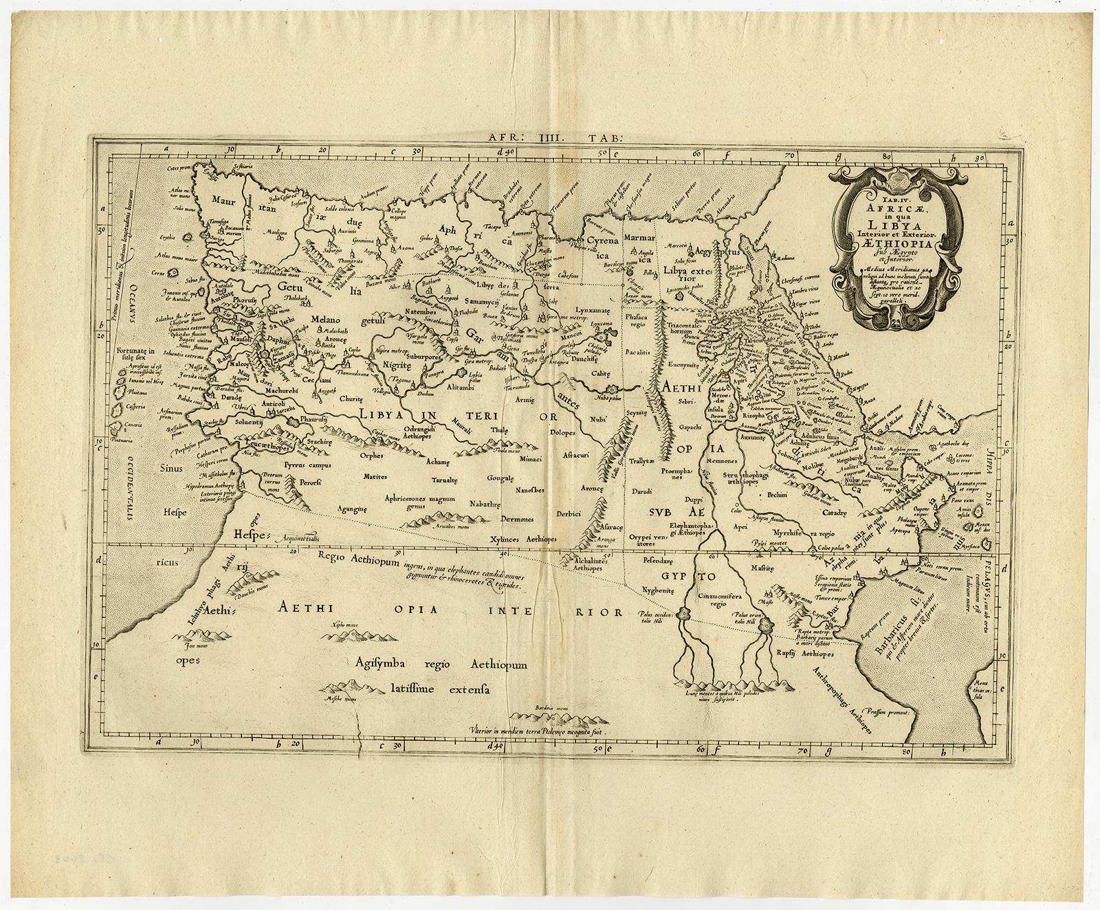 Ptolemaic map of North Africa, Libya, Egypt by Mercator - Engraving - 17th c - Print by Gerard Mercator