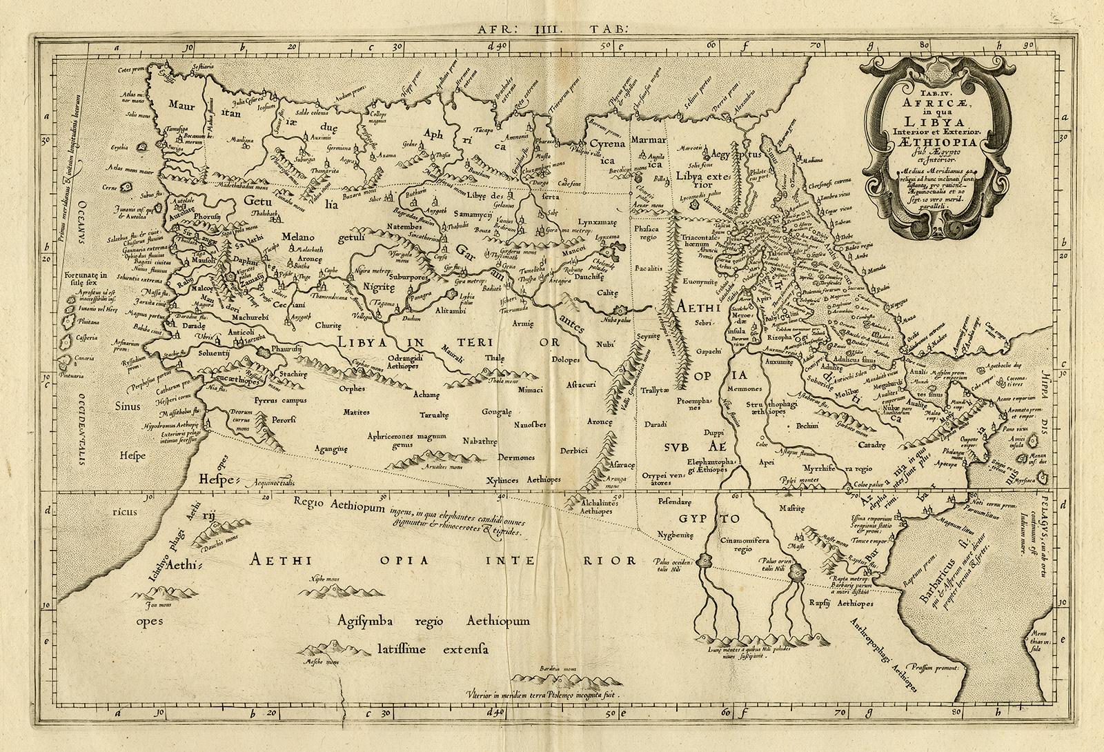 Gerard Mercator Print - Ptolemaic map of North Africa, Libya, Egypt by Mercator - Engraving - 17th c