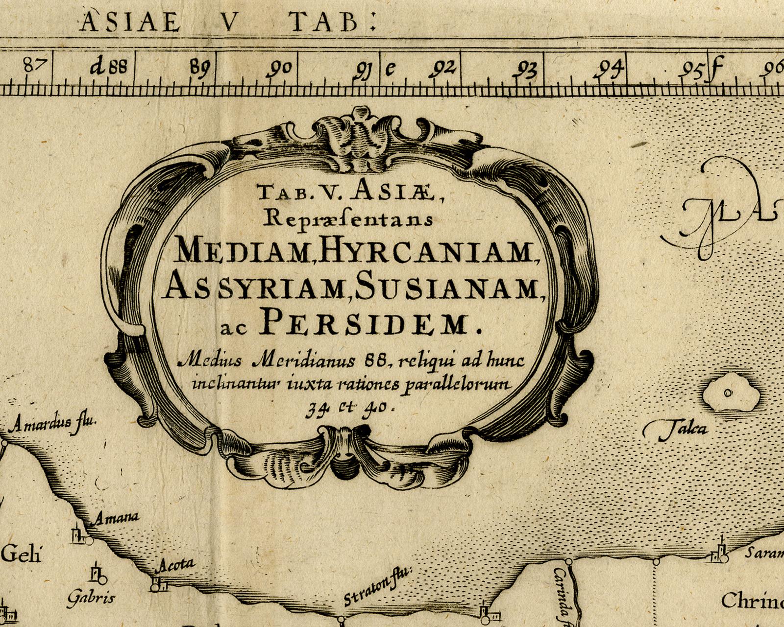 Ptolemaic map - Persian Gulf to the Caspian Sea by Mercator - Engraving - 17th c - Old Masters Print by Gerard Mercator