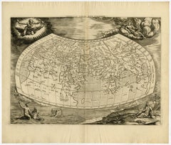 Very decorative world map of the ancient world by Mercator - Engraving - 17th c.