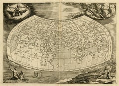 Very decorative world map of the ancient world by Mercator - Engraving - 17th c.