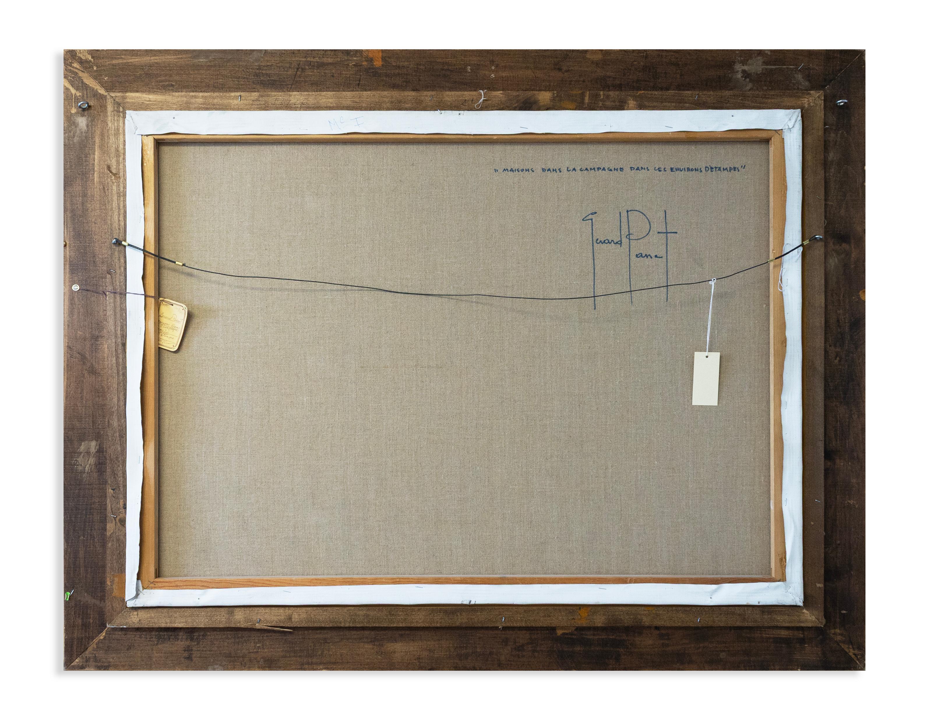 Gérard Passet Maisons Dans La Campagne Pintura al óleo impresionista firmada finales del siglo XX en venta