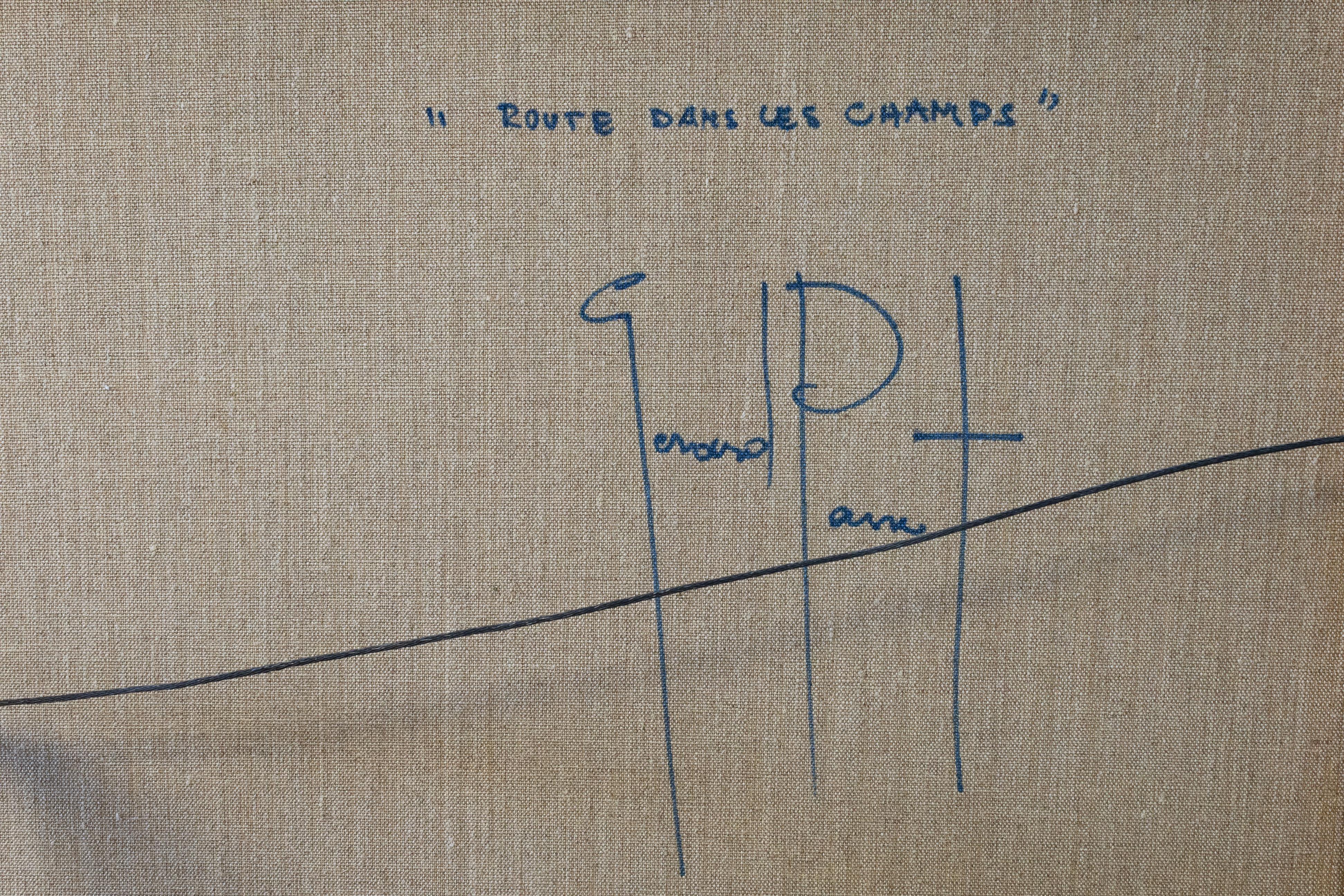 Gérard Passet Route Dans Le Champs Huile impressionniste sur toile signée en vente 1