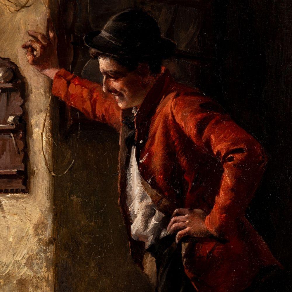 Scène intérieure, 1892 - Marron Figurative Painting par Gerard Portielje