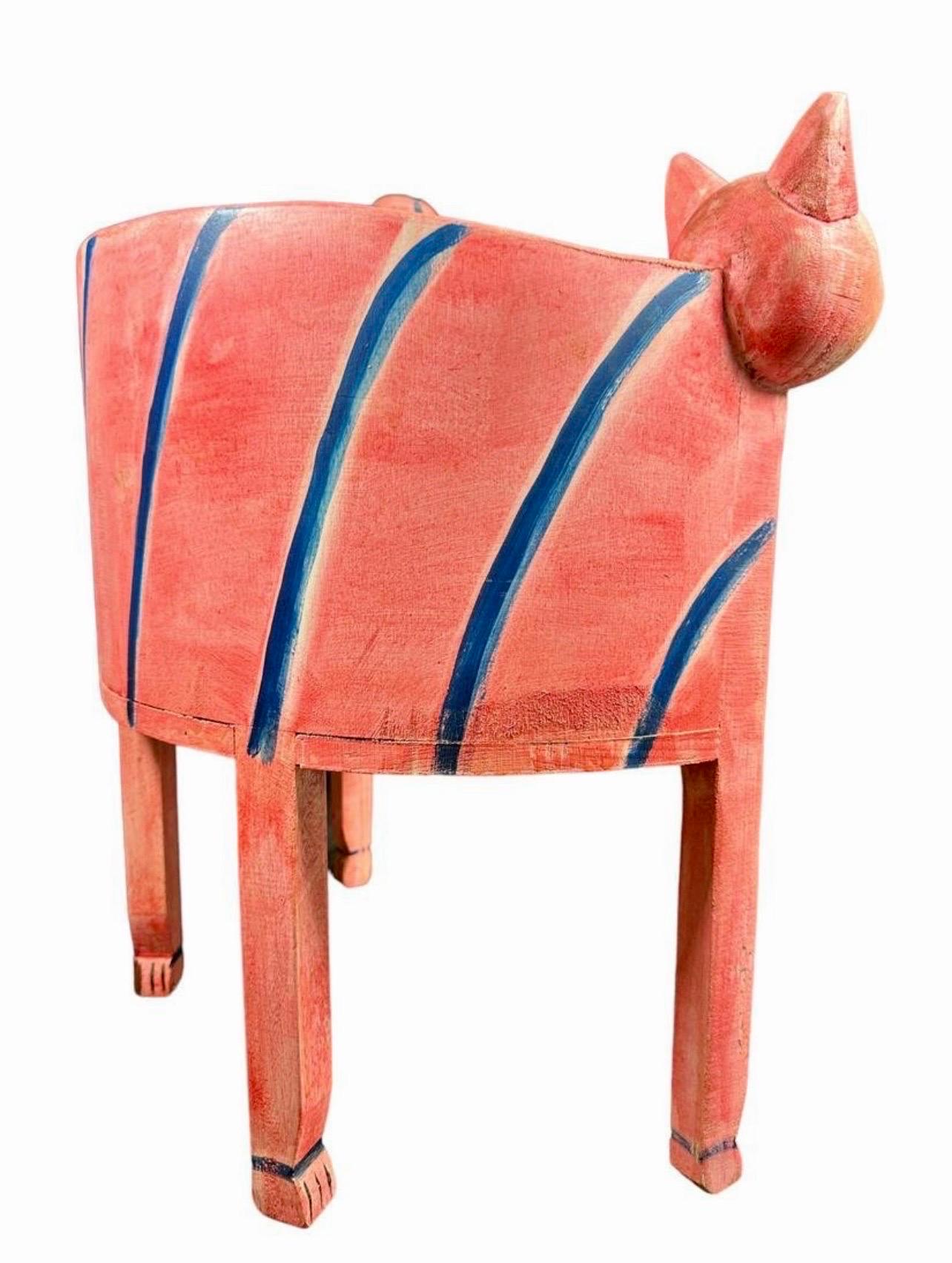 Chaise de chat fantaisiste pour enfants Gerard Rigot, sculptée et peinte à la main en vente 2