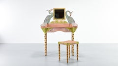 Gerard Rigot, Peacock Dressing Table. Hand painted carved wood France, 1992