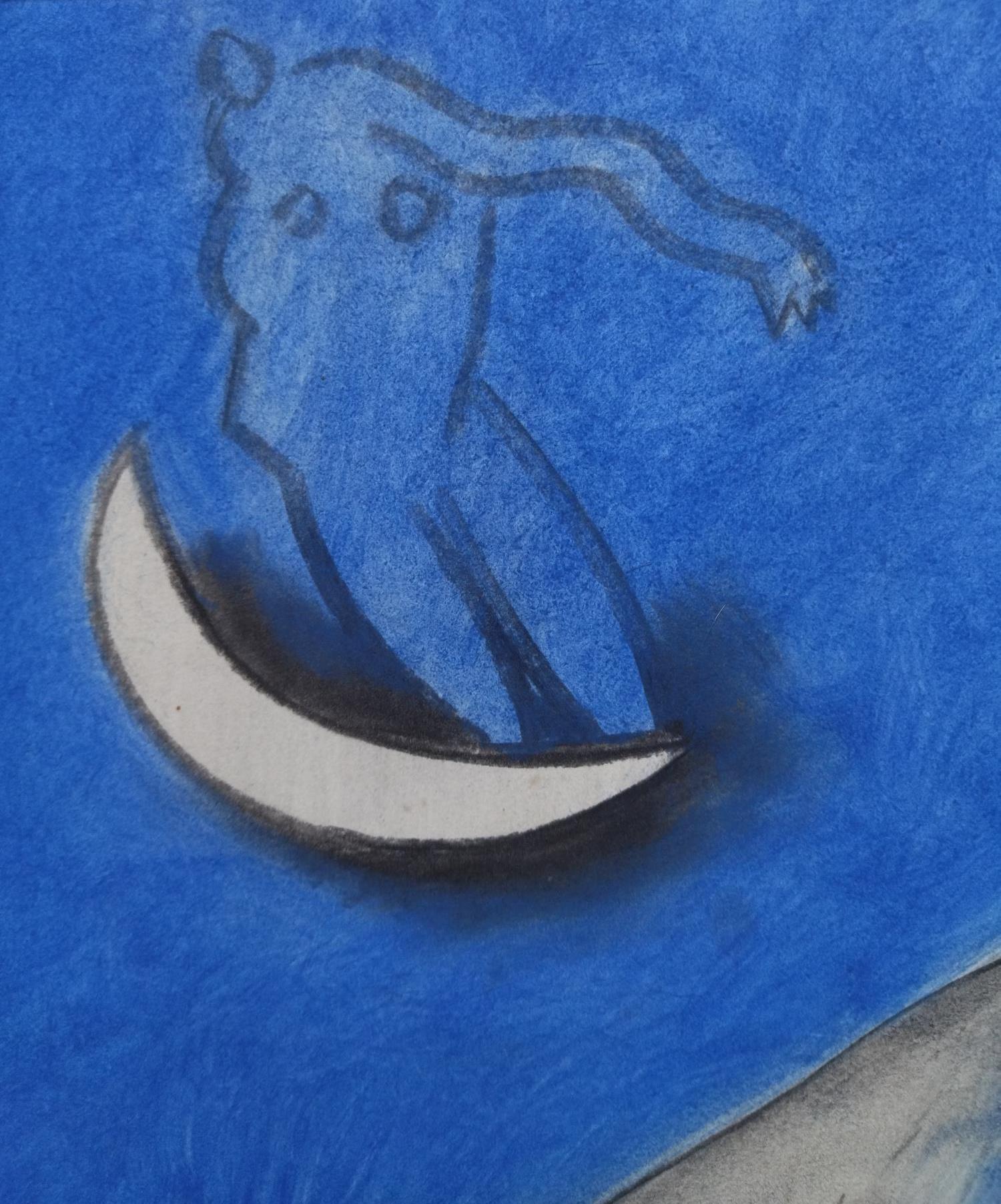 Gerard Salatblau  Vertikales Original Mixed-Media-Gemälde im Angebot 3