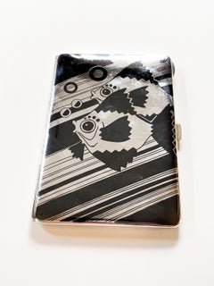 Gerard Sandoz Silver Niello Box with Design of Fish