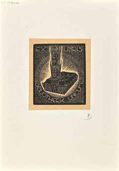 Ex Libris  - Bibliotheek Unicum - Woodcut by Gerard Schelpe - 1945