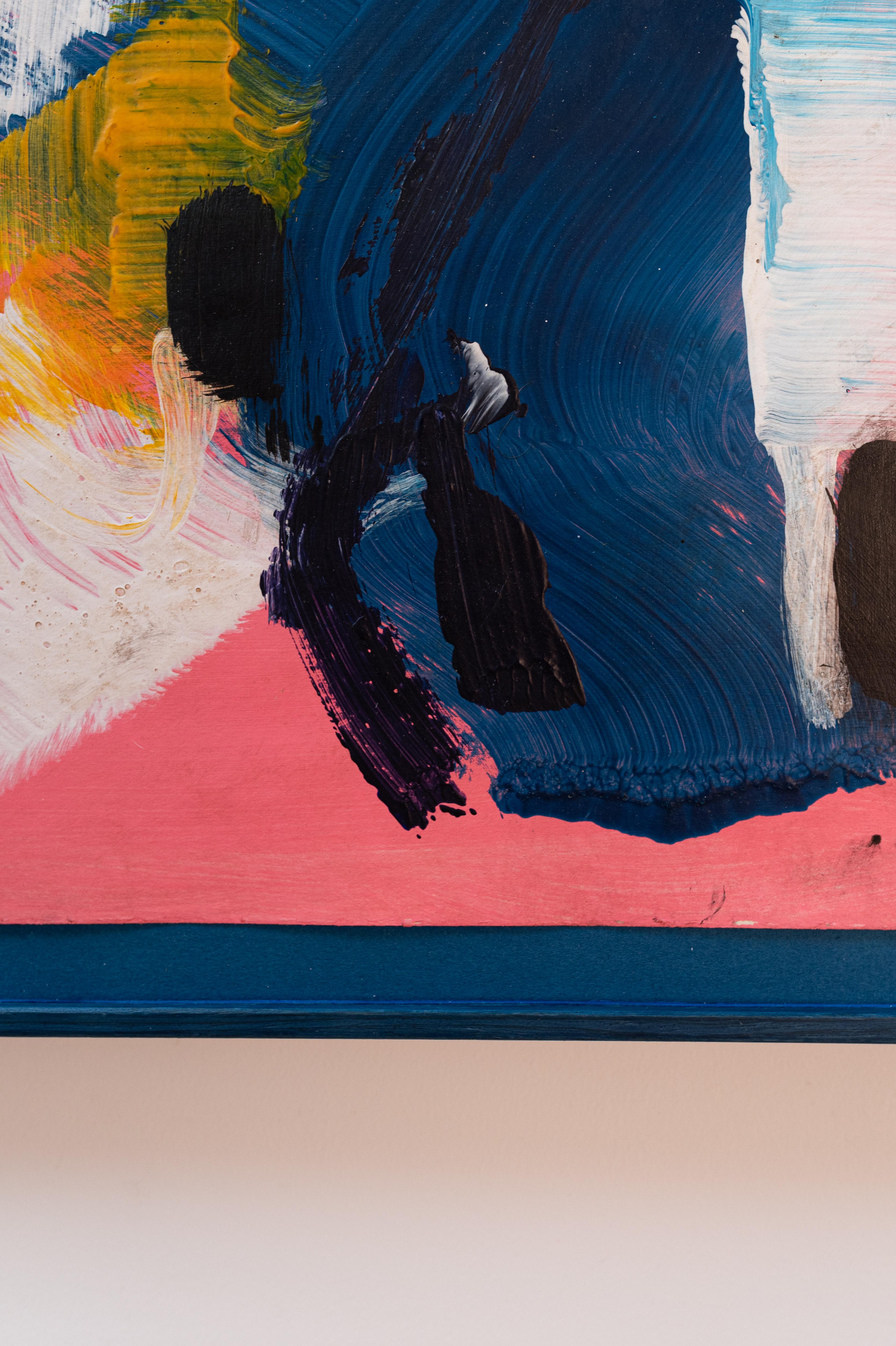 Composizione astratta blu-rosa-bianca su carta (1958) - A. Gérard Schneider - Painting Astratto di Gerard Schneider