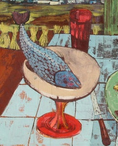 Tavola da pranzo, natura morta, dipinto a olio su tela di Gerard Sebastian