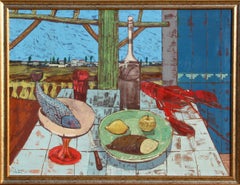 Nature morte à table, peinture à l'huile sur toile de Gerard Sebastian