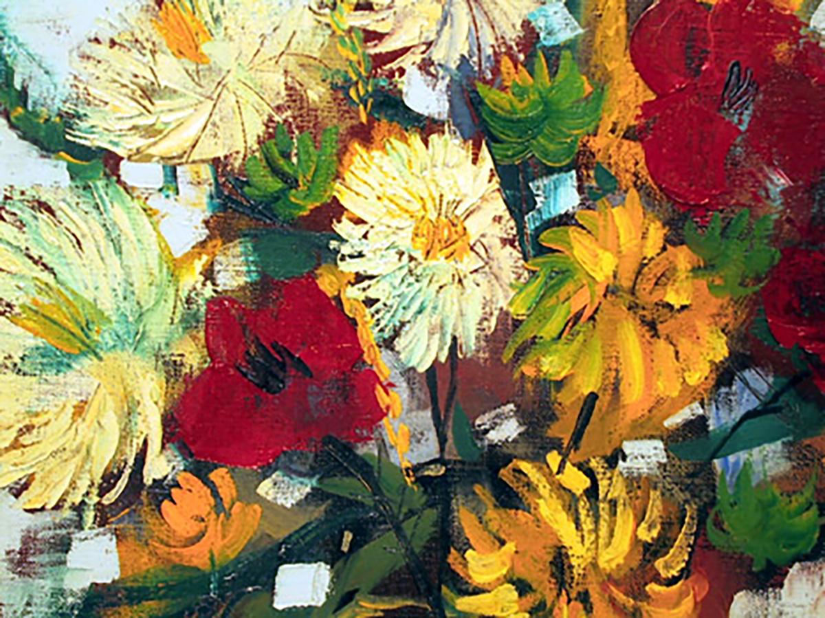 Bouquet floral, nature morte, peinture à l'huile de Gerard Sebastian en vente 1