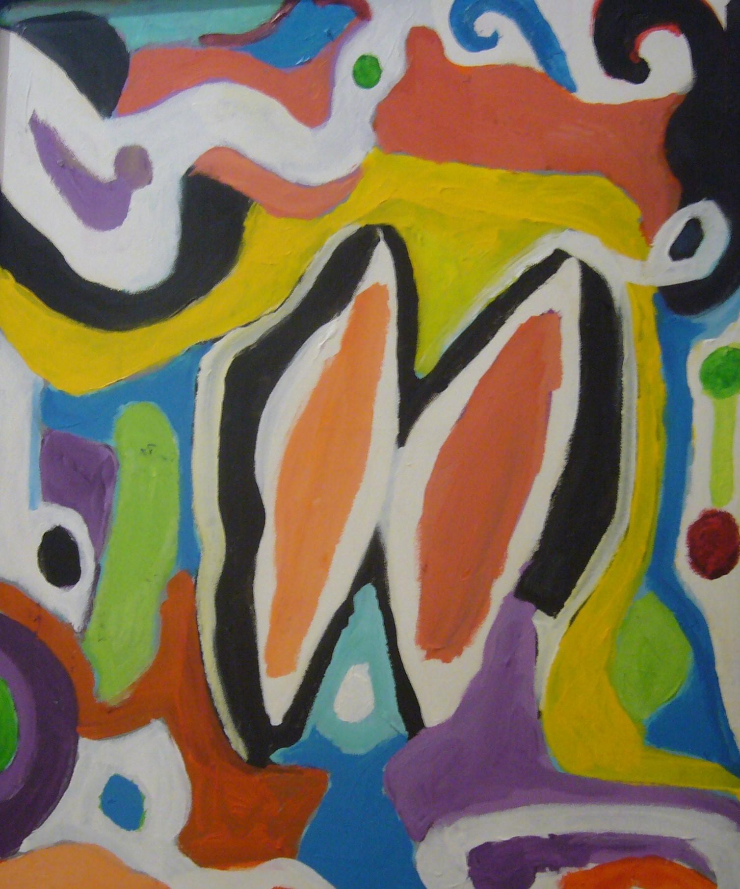 Abstract Painting de Gérard Souzay - dessin 317 - Huile sur toile, 64x56 cm.