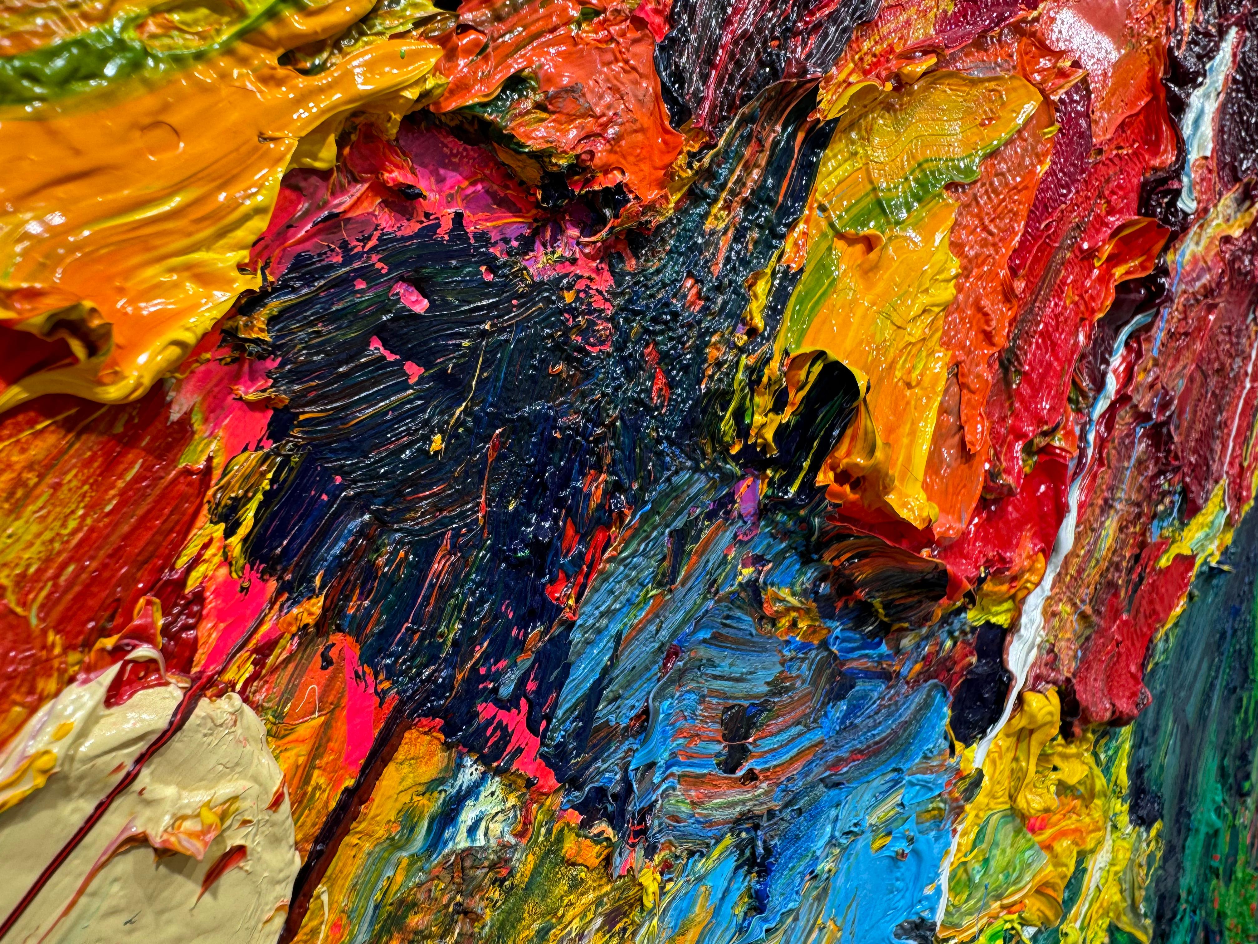 Hommage à l'Ukraine, Gérard Stricher (Blau), Abstract Painting, von Gerard Stricher