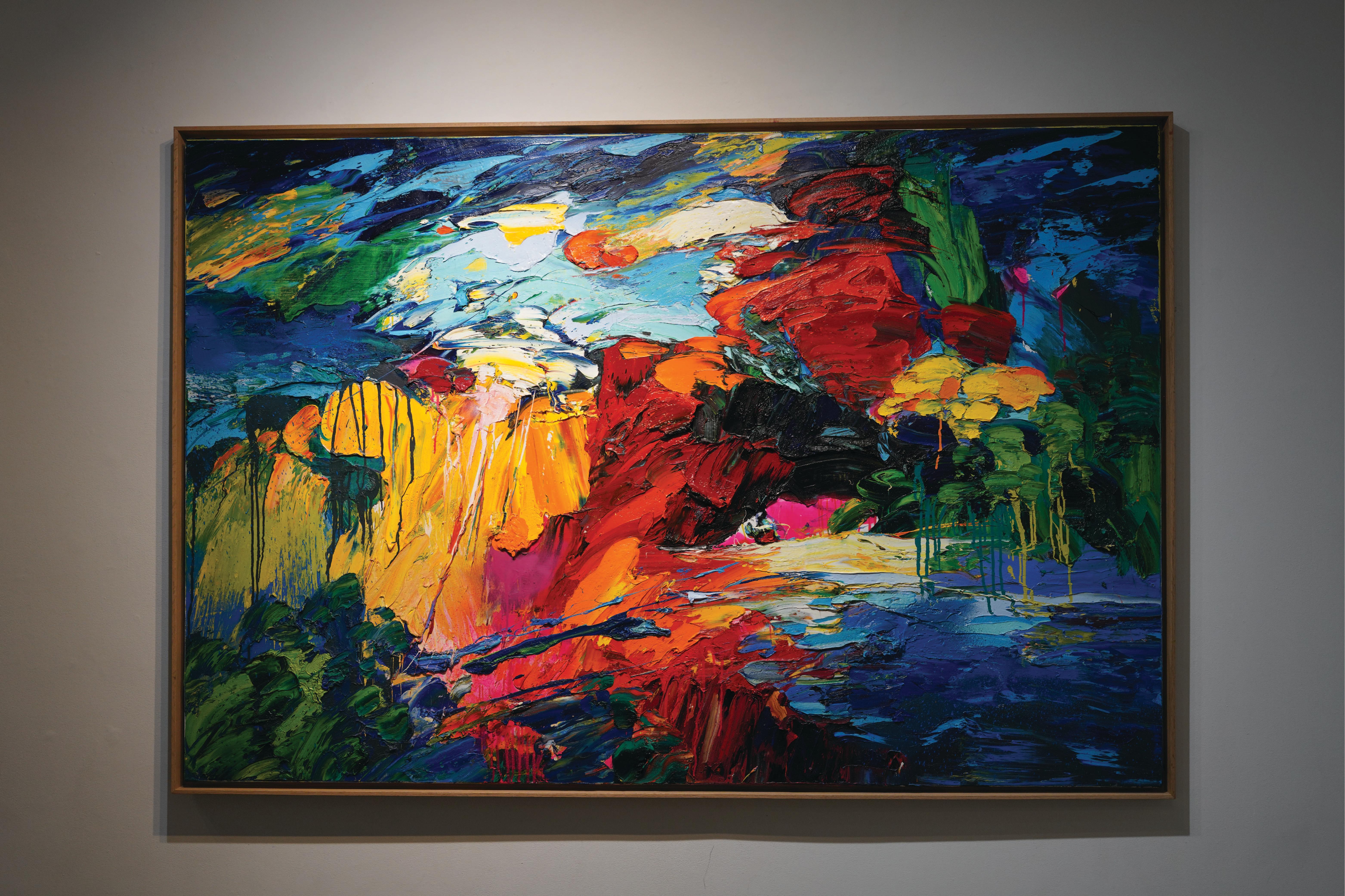 La Danse des Ombres - Landscape Painting Blu di Gerard Stricher