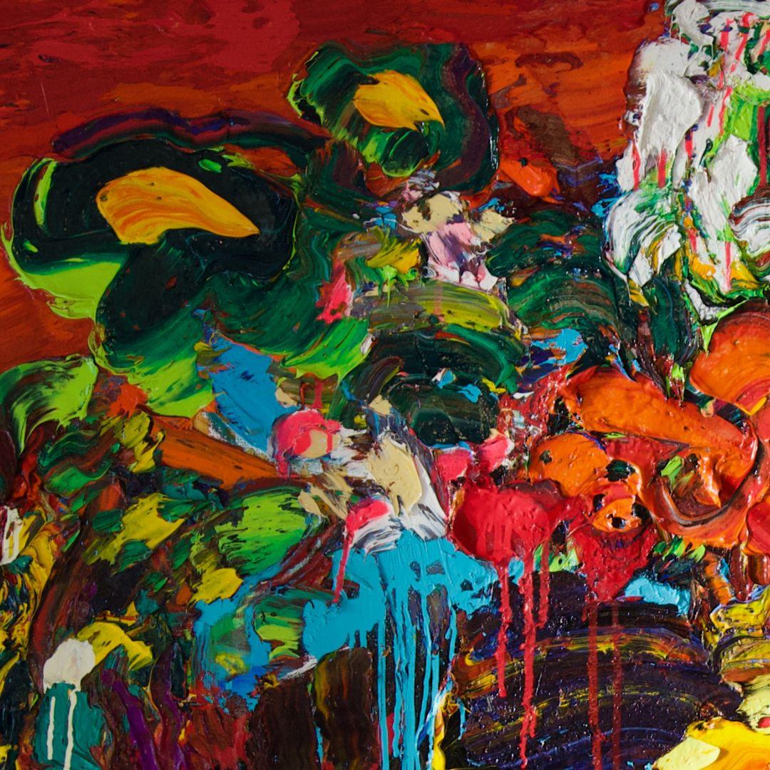 Le Bouquet Sauvage (Schwarz), Abstract Painting, von Gerard Stricher