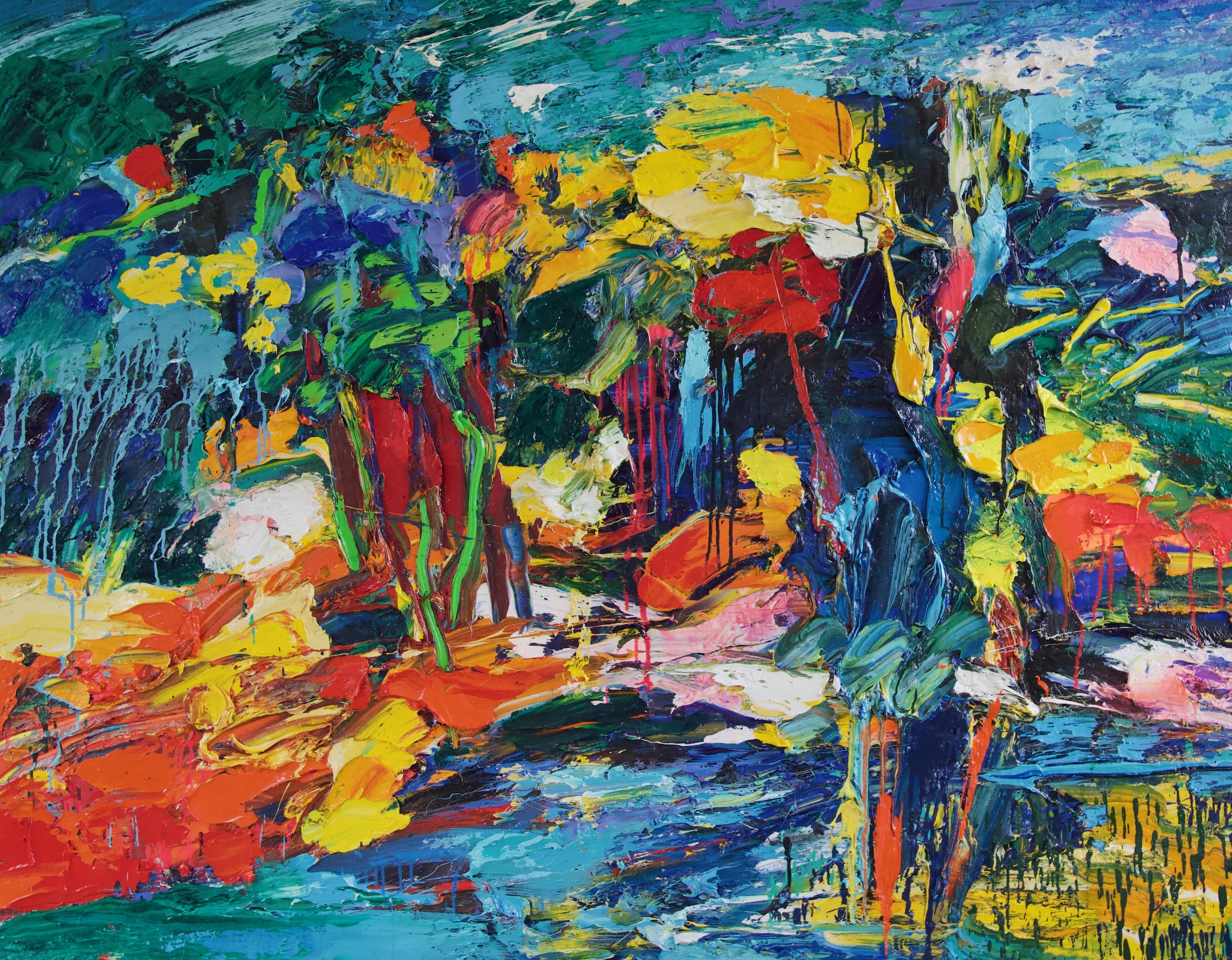 Gerard Stricher Landscape Painting - Le Jardin des Sources