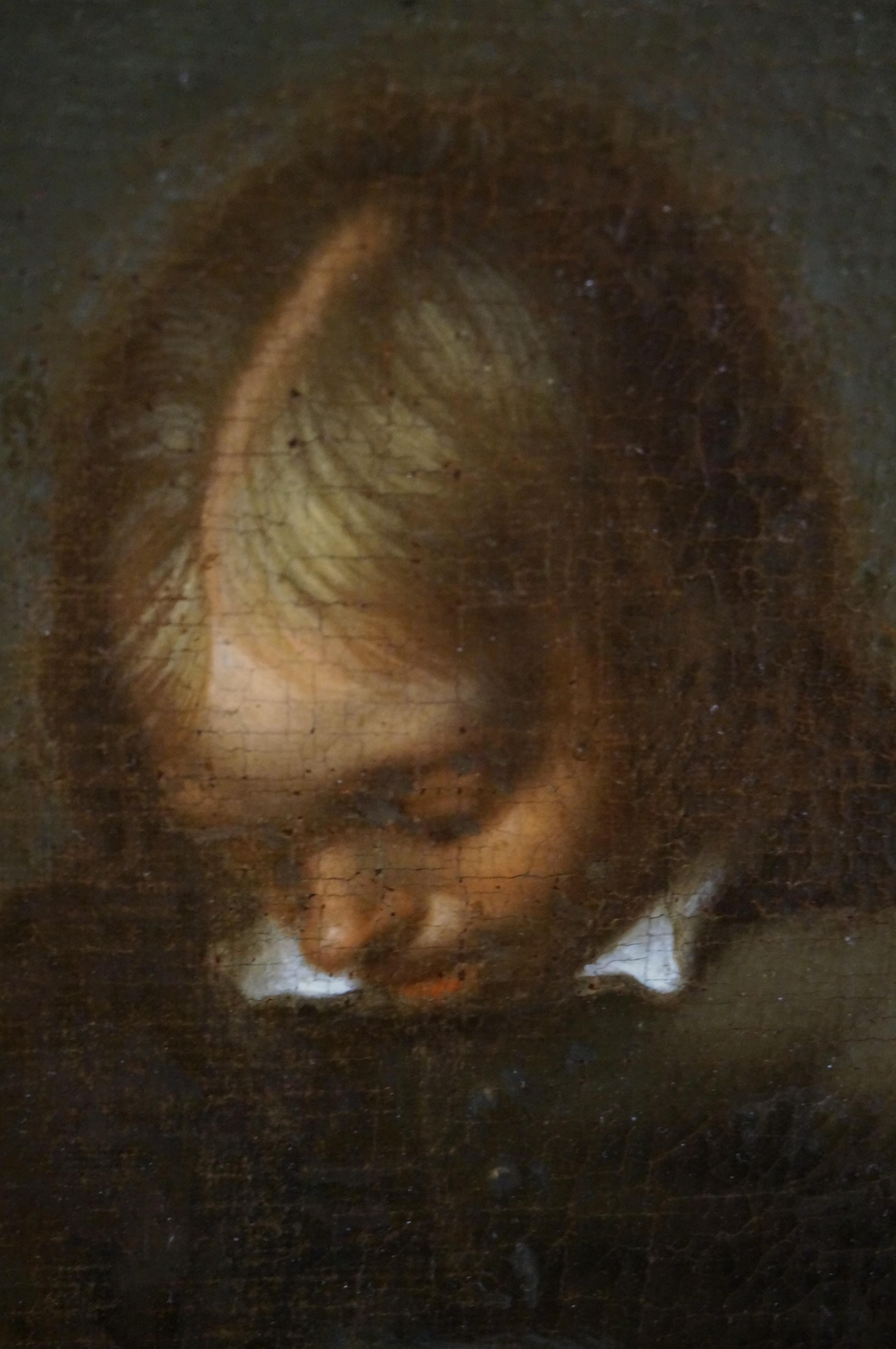 Peinture à l'huile ancienne, garçon fuyant un chien, Gerard ter Borch, âge d'or hollandais en vente 2