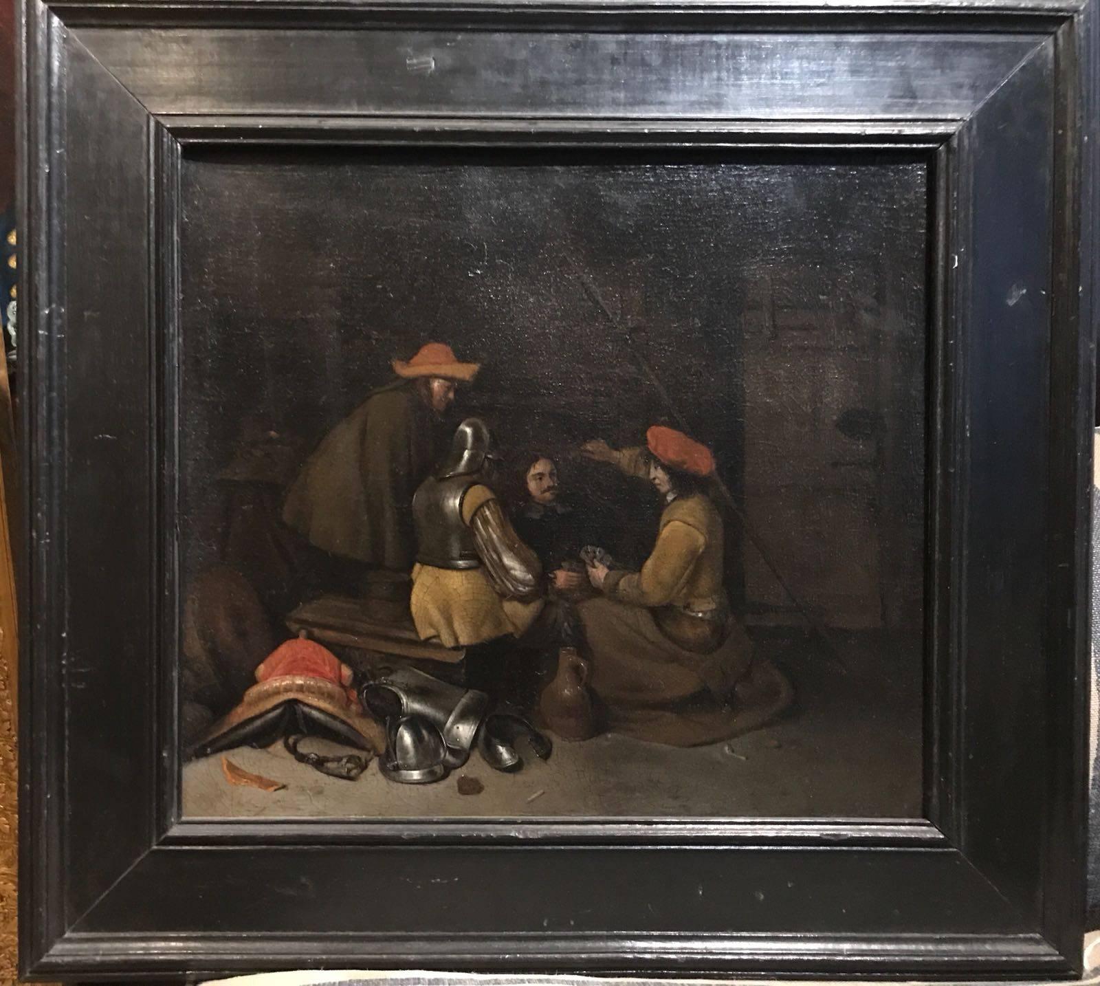 Dutch 17th Century Oil Painting - The Card Game by Ter Borch