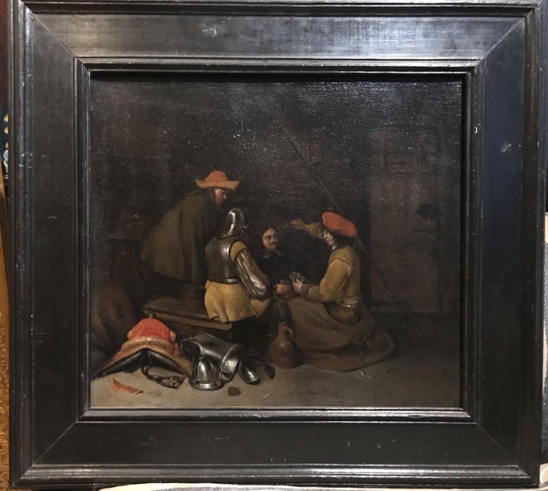 Gerard ter Borch the Younger Figurative Painting - Dutch 17th Century Oil Painting - The Card Game by Ter Borch