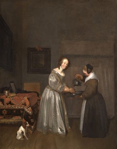 Interior with a Lady in Grey Washing her Hand