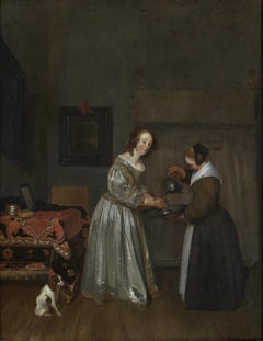 Interior with a Lady in Grey Washing her Hand
