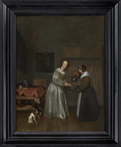 Interior with a Lady in Grey Washing her Hand