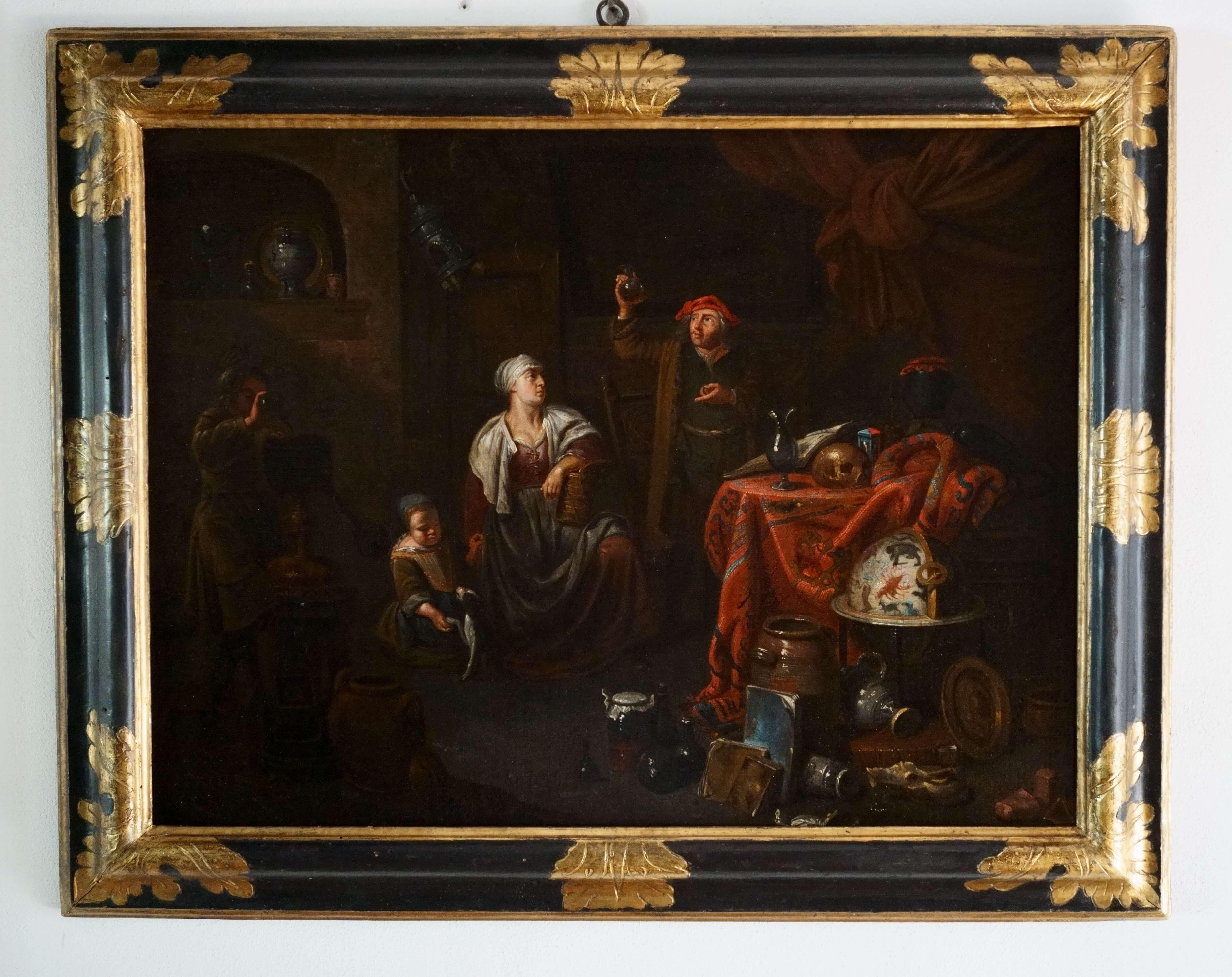 Escuela de Amberes 
Atribuido a Gerard Thomas
(Amberes 1663-1720)
La consulta del médico

Gerard Thomas es un pintor flamenco de finales del Barroco.  Aprendiz en 1688, dos veces decano del gremio (en 1695 y 1706). Hacia 1700, se especializa en la