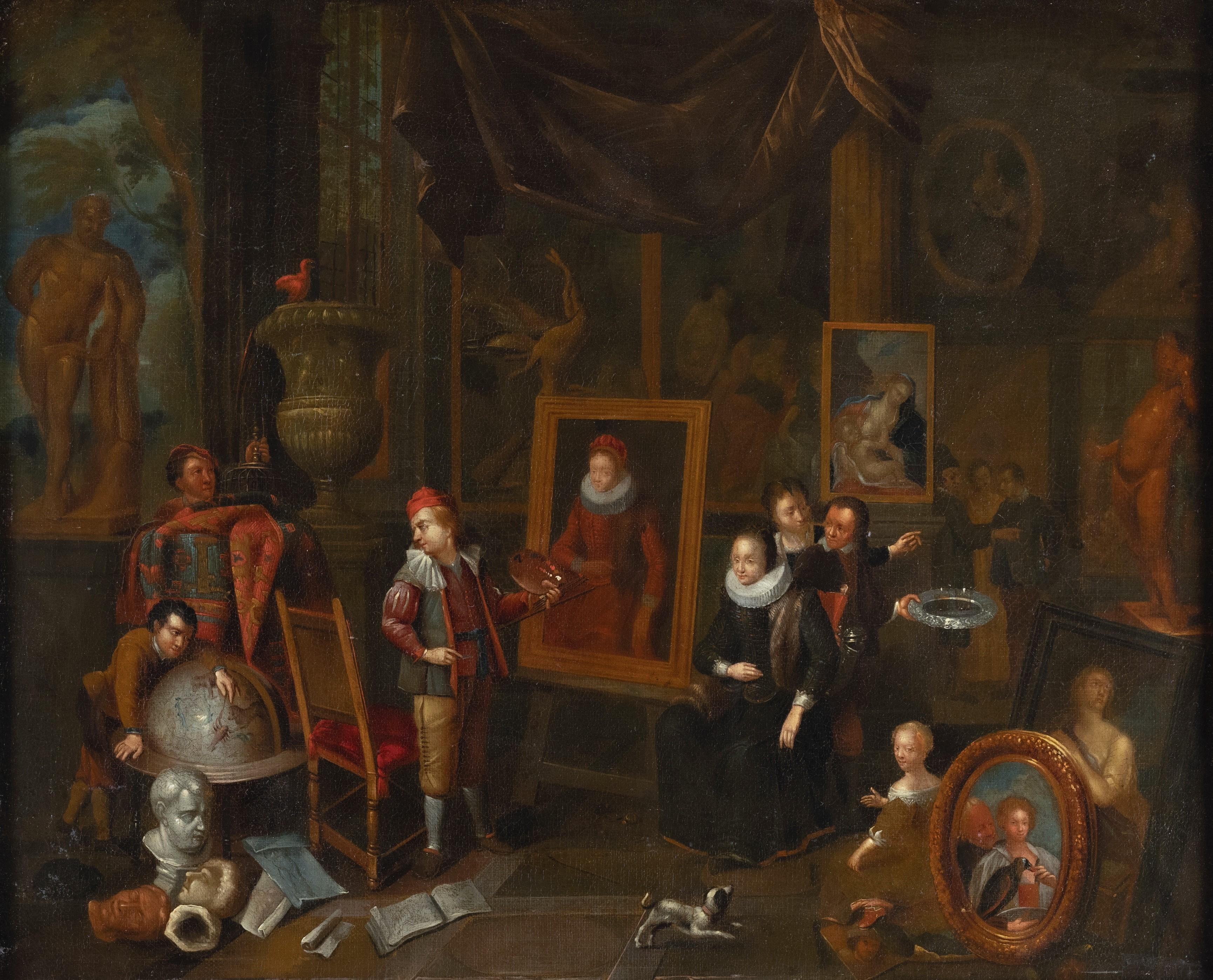 The artist's studio - 17th c. Antwerp school - Painting by Gerard Thomas