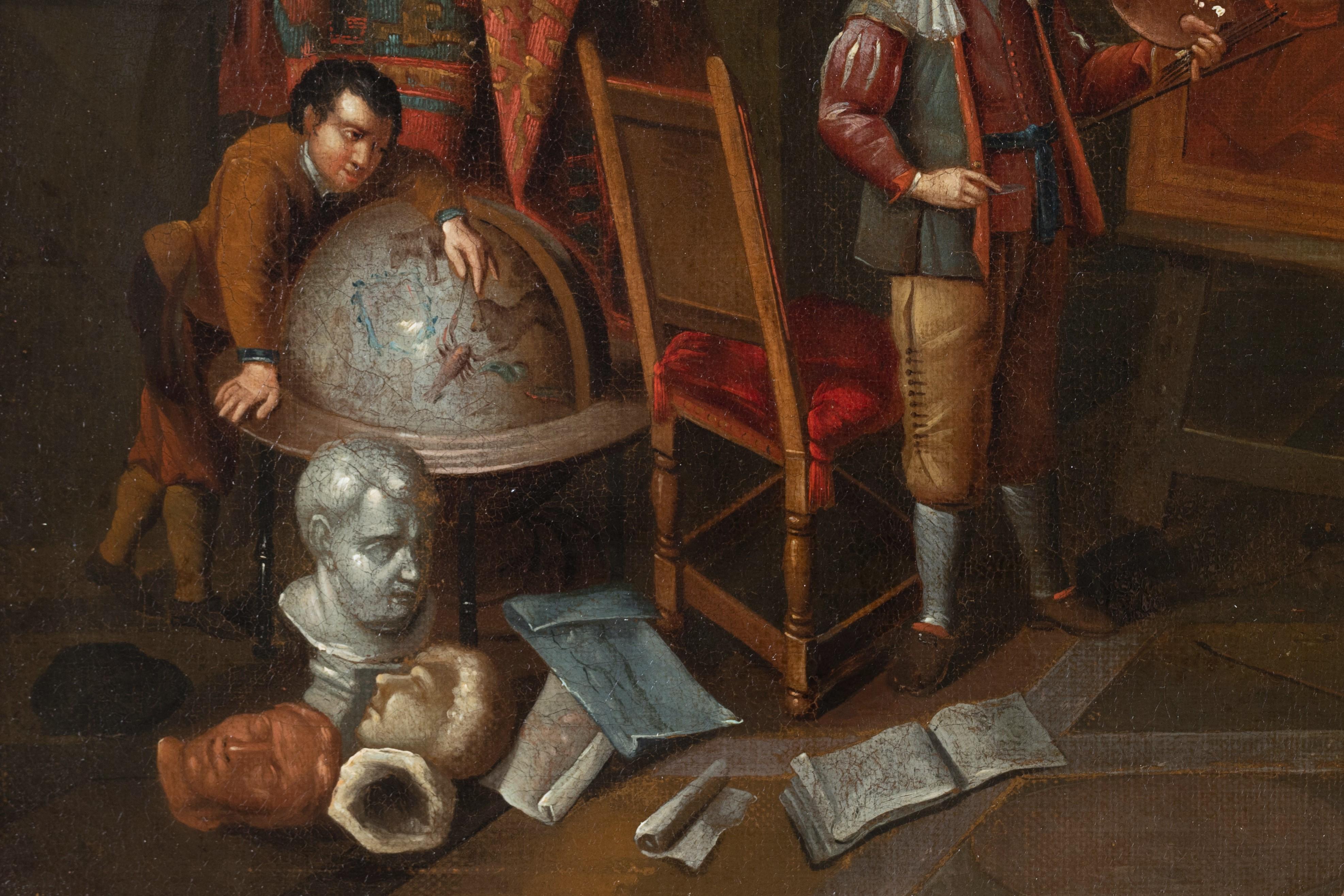 Lo studio dell'artista - XVII secolo. Scuola di Anversa - Interior Painting Nero di Gerard Thomas