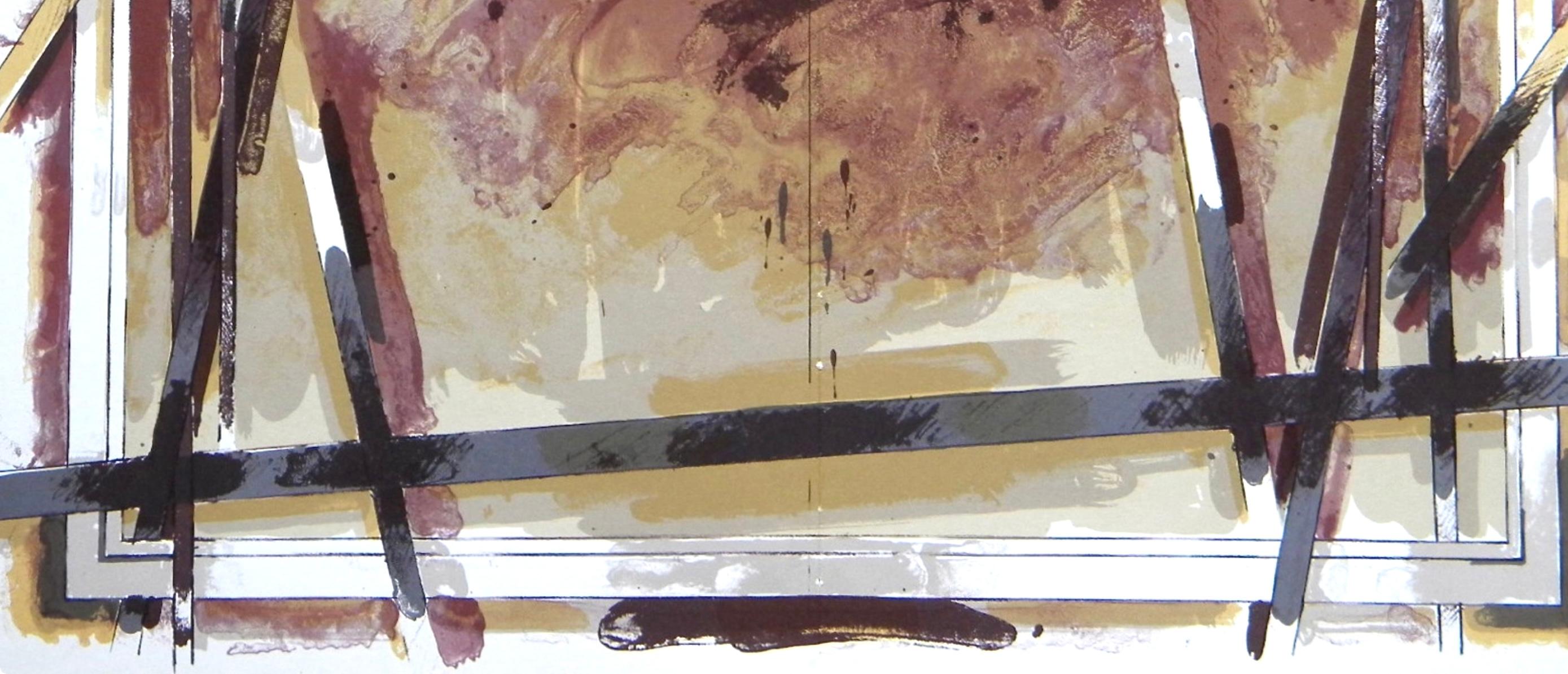 Titus-Carmel, Composition, Derrière le miroir (after) - Brown Abstract Print by Gerard Titus-Carmel