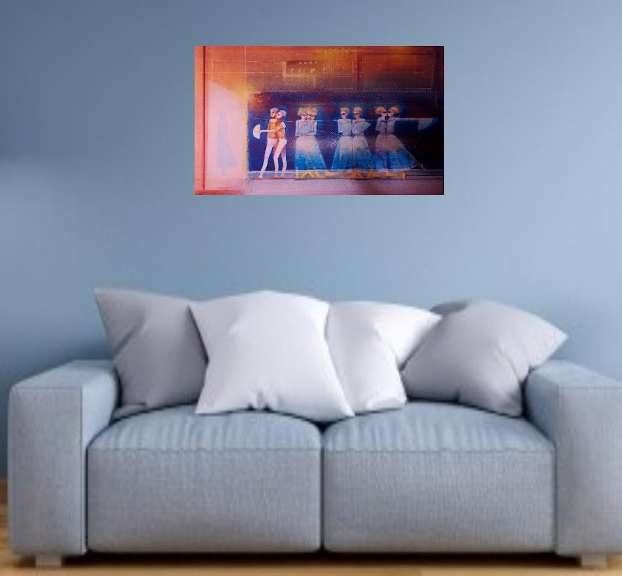 Gerard Tunney, Dancers in the Wings, Original Blue Painting, Figurative Artwork For Sale 2