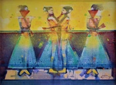 Gerard Tunney, Bailarinas con abanicos, Pintura surrealista original