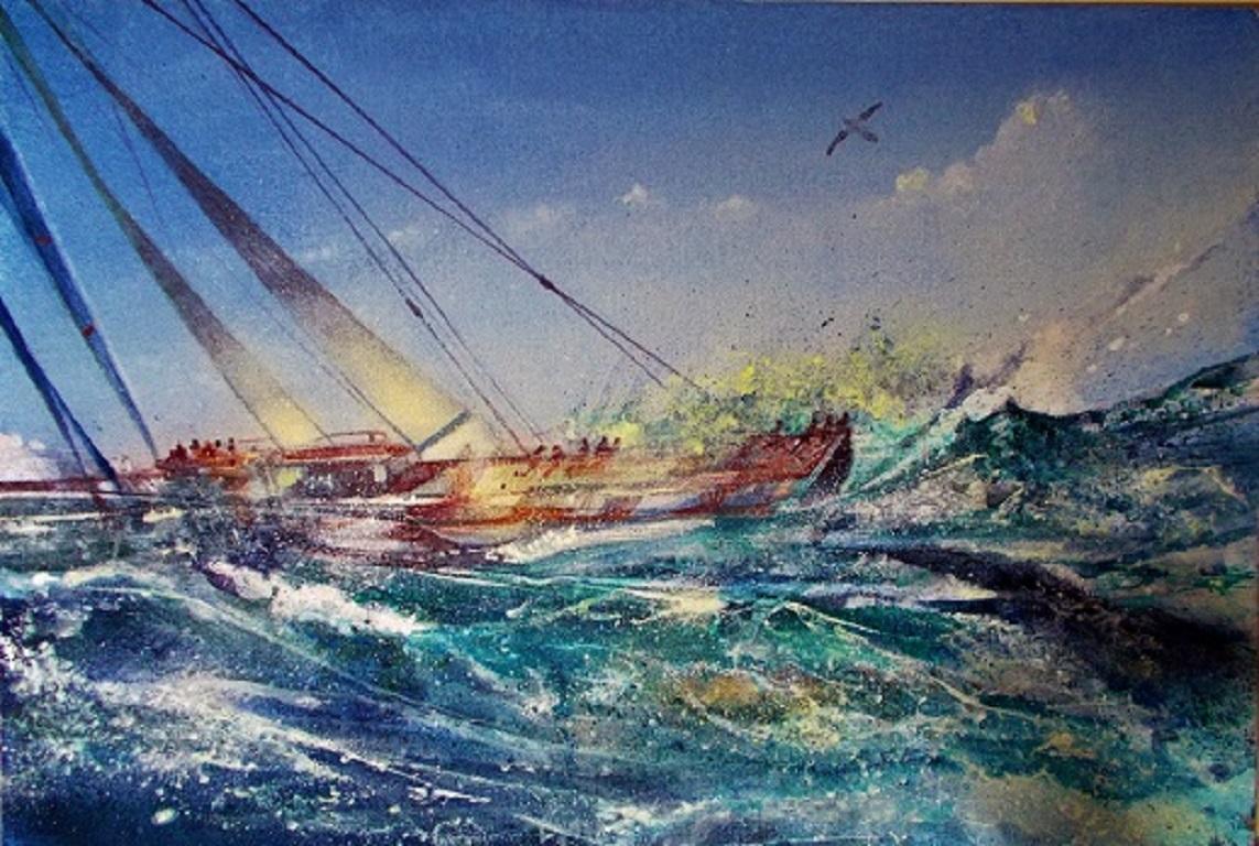 Gerard Tunney Landscape Painting - Gerard tunney, Downstream, Original seascape painting