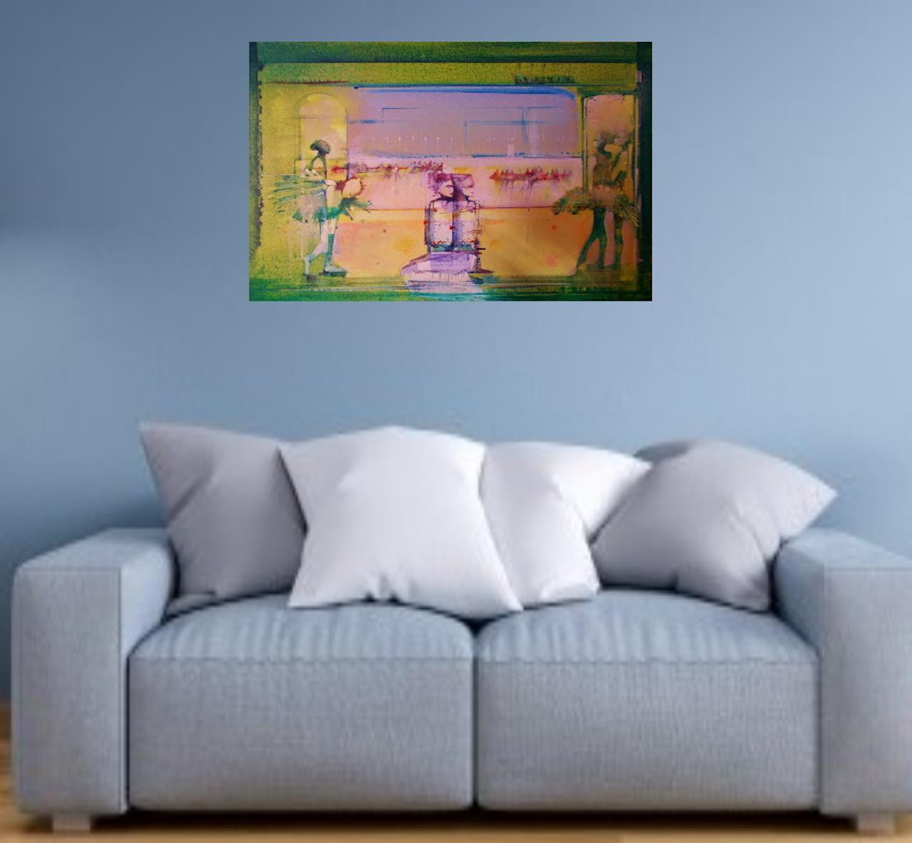 Gerard Tunney, Onstage Ballet Rehearsal, Original Bright Figurative Painting For Sale 3